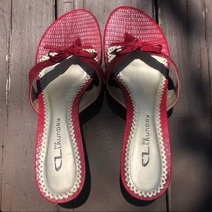Brand new red heeled sandals